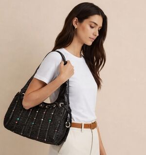 Faux leather black purse shoulder bag mint condition Vintage 1980s